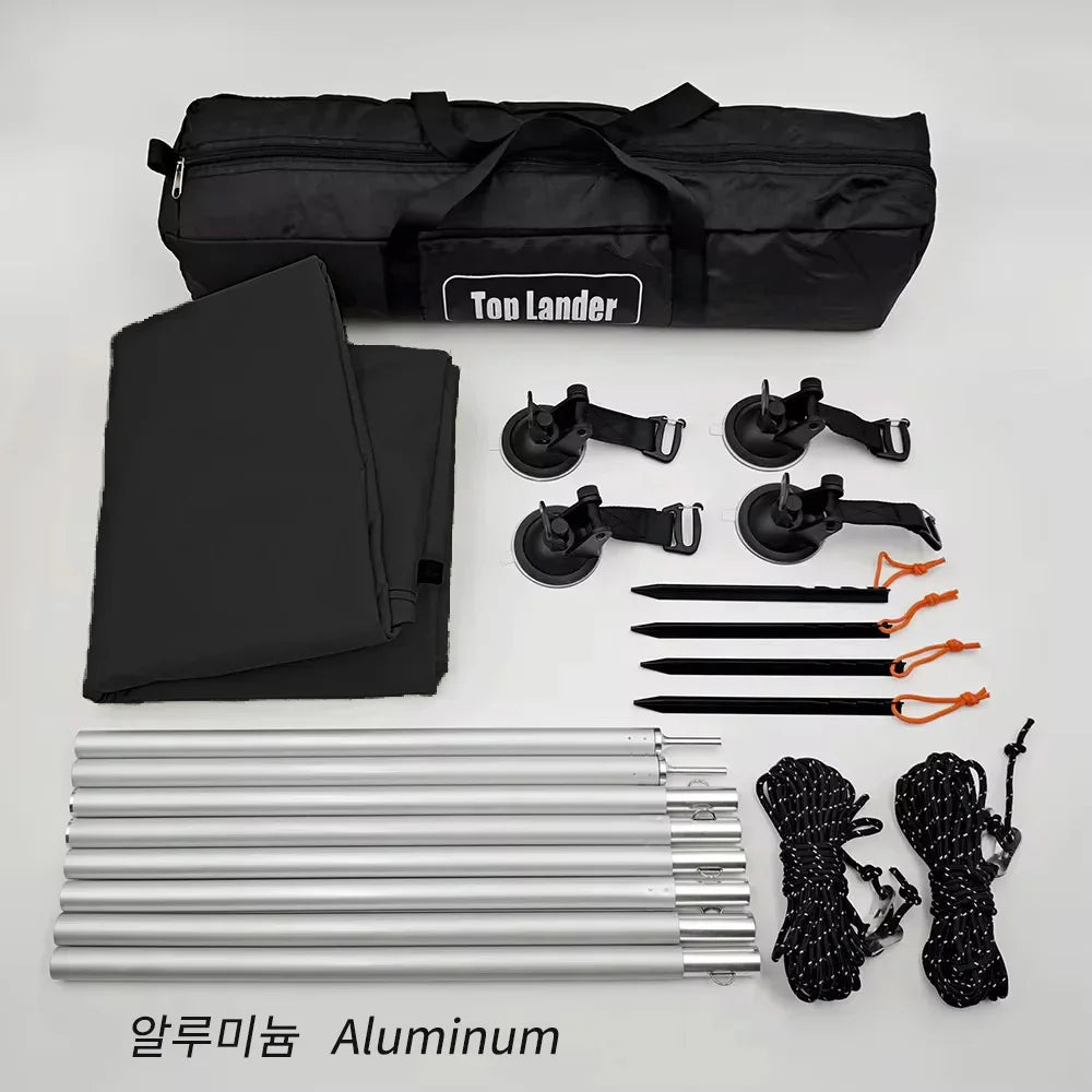 Manta Ray Car Side Awning UV-Blocking Waterproof Tarp with Suction Cups