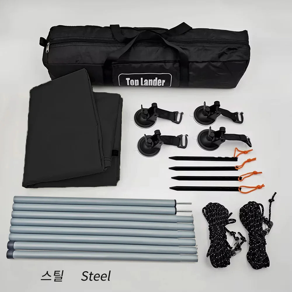 Manta Ray Car Side Awning UV-Blocking Waterproof Tarp with Suction Cups