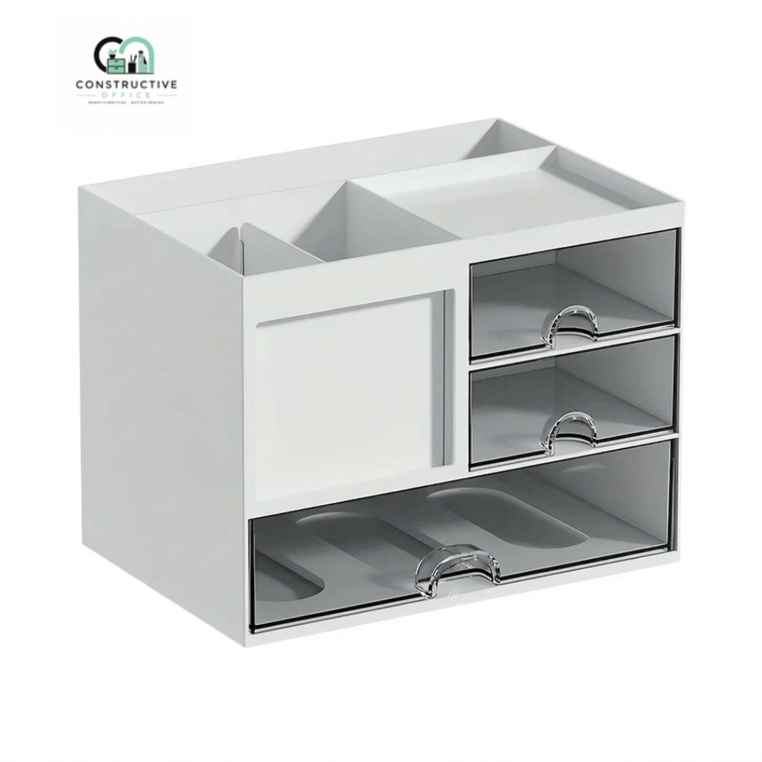 Constructive Office Desktop Organizer with Drawer – Partition Storage Box for Office & Stationery Supplies