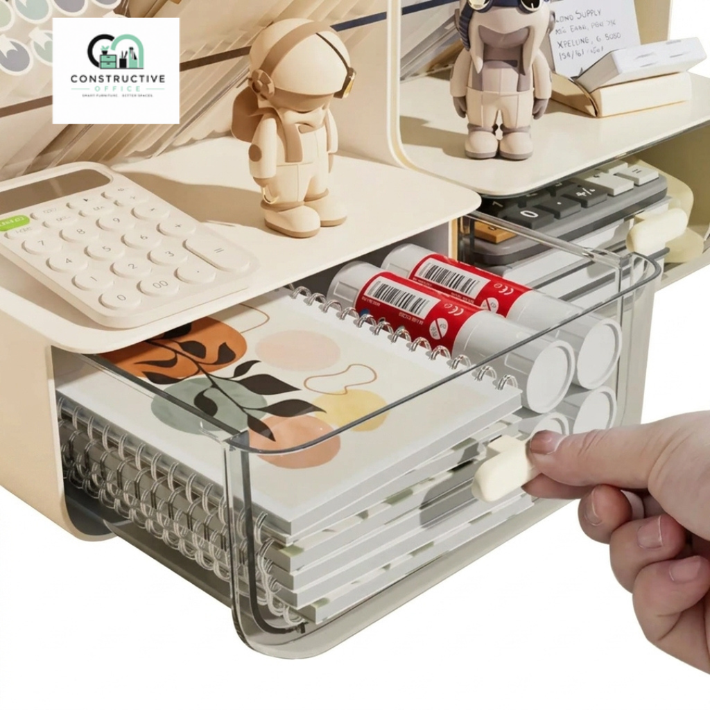 Constructive Office Multi-Layer Desk Organizer – Large Capacity Stationery & Office Supplies Storage Holder