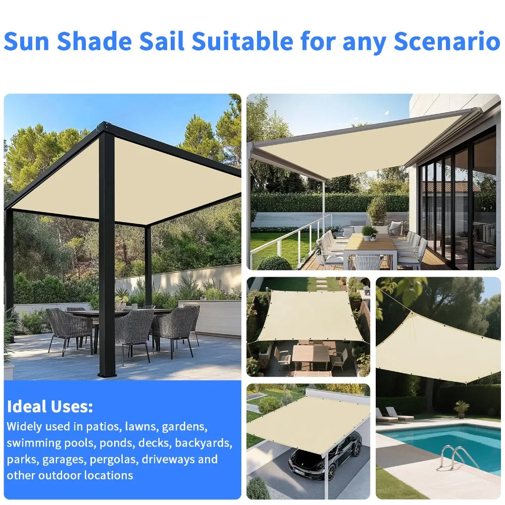 Sun Shade Sail Waterproof UV Block Awning for Patio, Garden & Pool Canopy
