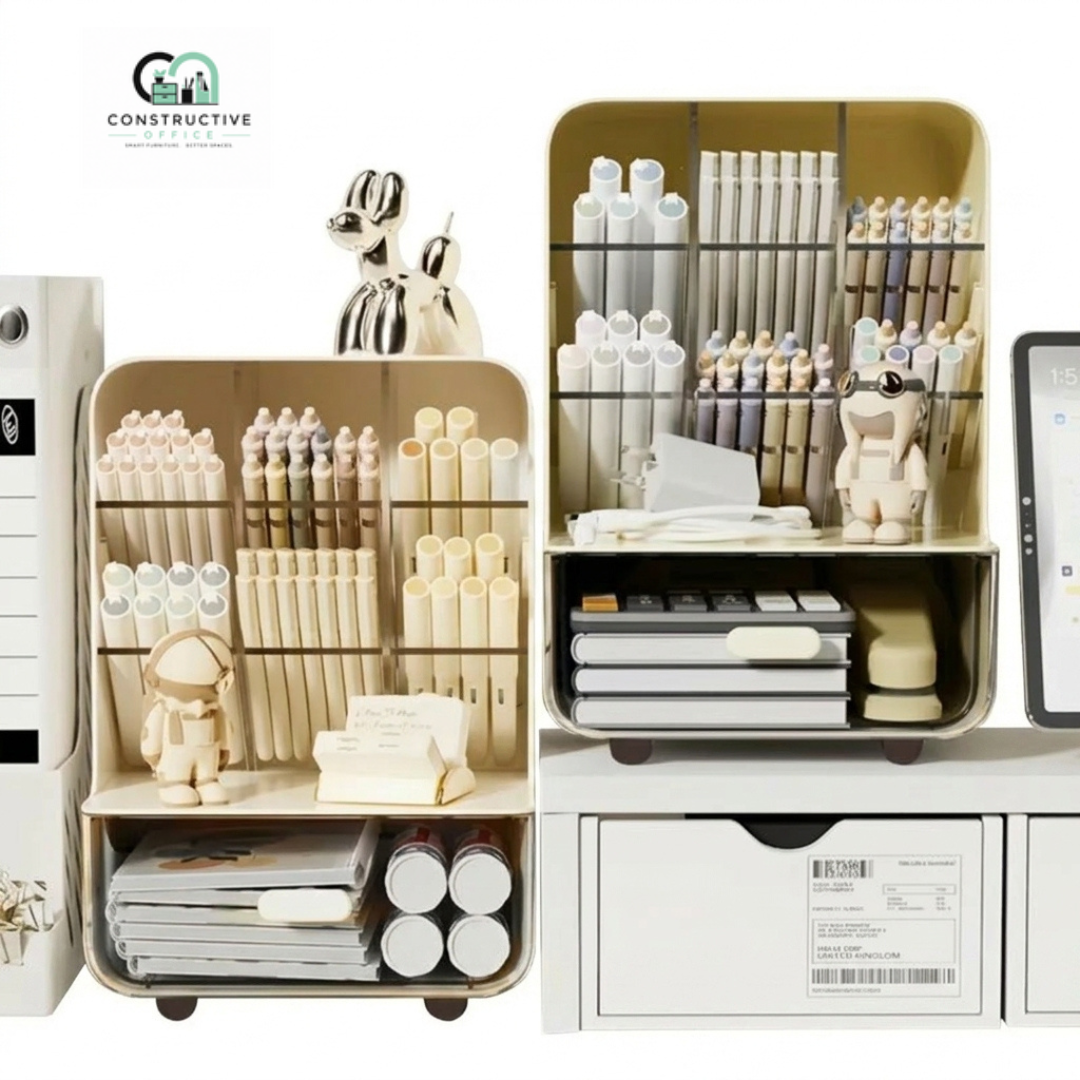 Constructive Office Multi-Layer Desk Organizer – Large Capacity Stationery & Office Supplies Storage Holder