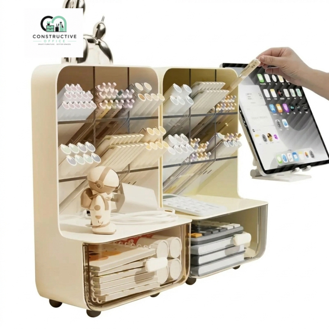 Constructive Office Multi-Layer Desk Organizer – Large Capacity Stationery & Office Supplies Storage Holder