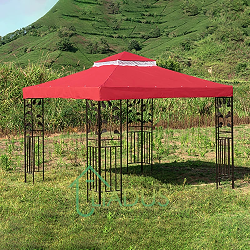 Multicolor Outdoor Gazebo with Mesh Screen & Double Roof for Garden Patio