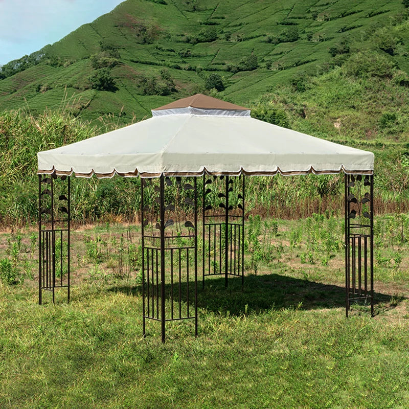 Multicolor Outdoor Gazebo with Mesh Screen & Double Roof for Garden Patio