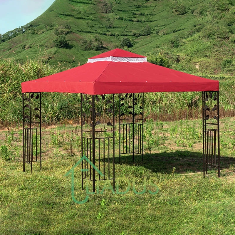 Outdoor Gazebo with Mesh Screen & Double Roof for Garden, Patio & Courtyard
