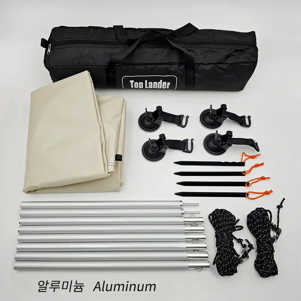 Manta Ray Car Side Awning UV-Blocking Waterproof Tarp with Suction Cups